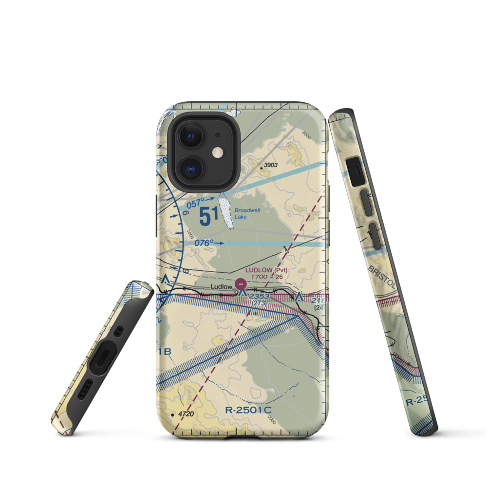 Ludlow Airport (5CA4) VFR Sectional  Tough iPhone Case iPhone 12 mini model shown