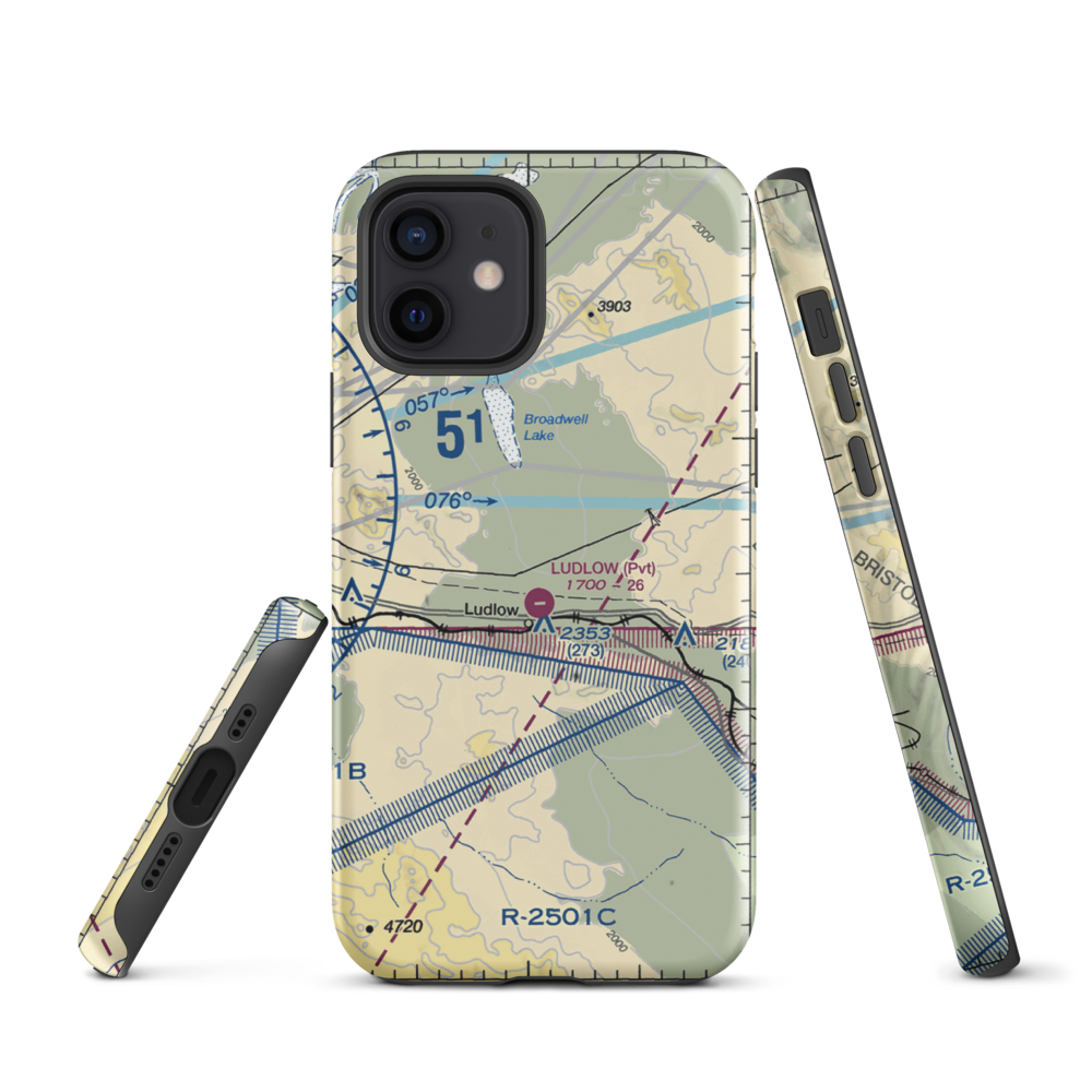 Ludlow Airport (5CA4) VFR Sectional  Tough iPhone Case iPhone 12 model shown