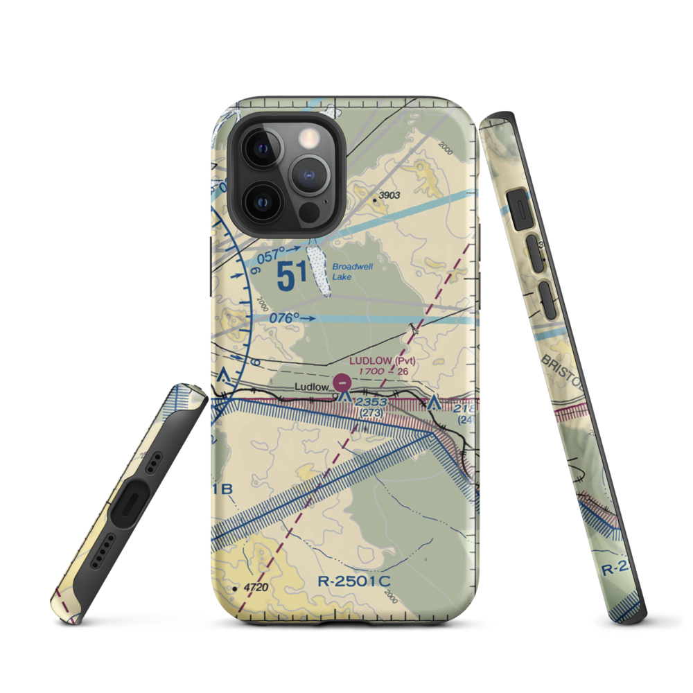 Ludlow Airport (5CA4) VFR Sectional  Tough iPhone Case iPhone 12 Pro model shown