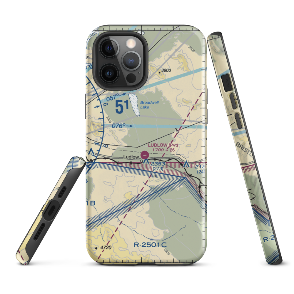 Ludlow Airport (5CA4) VFR Sectional  Tough iPhone Case iPhone 12 Pro Max model shown
