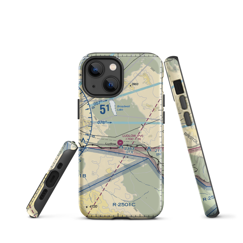 Ludlow Airport (5CA4) VFR Sectional  Tough iPhone Case iPhone 13 mini model shown
