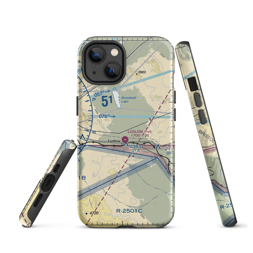 Ludlow Airport (5CA4) VFR Sectional  Tough iPhone Case iPhone 13 model shown