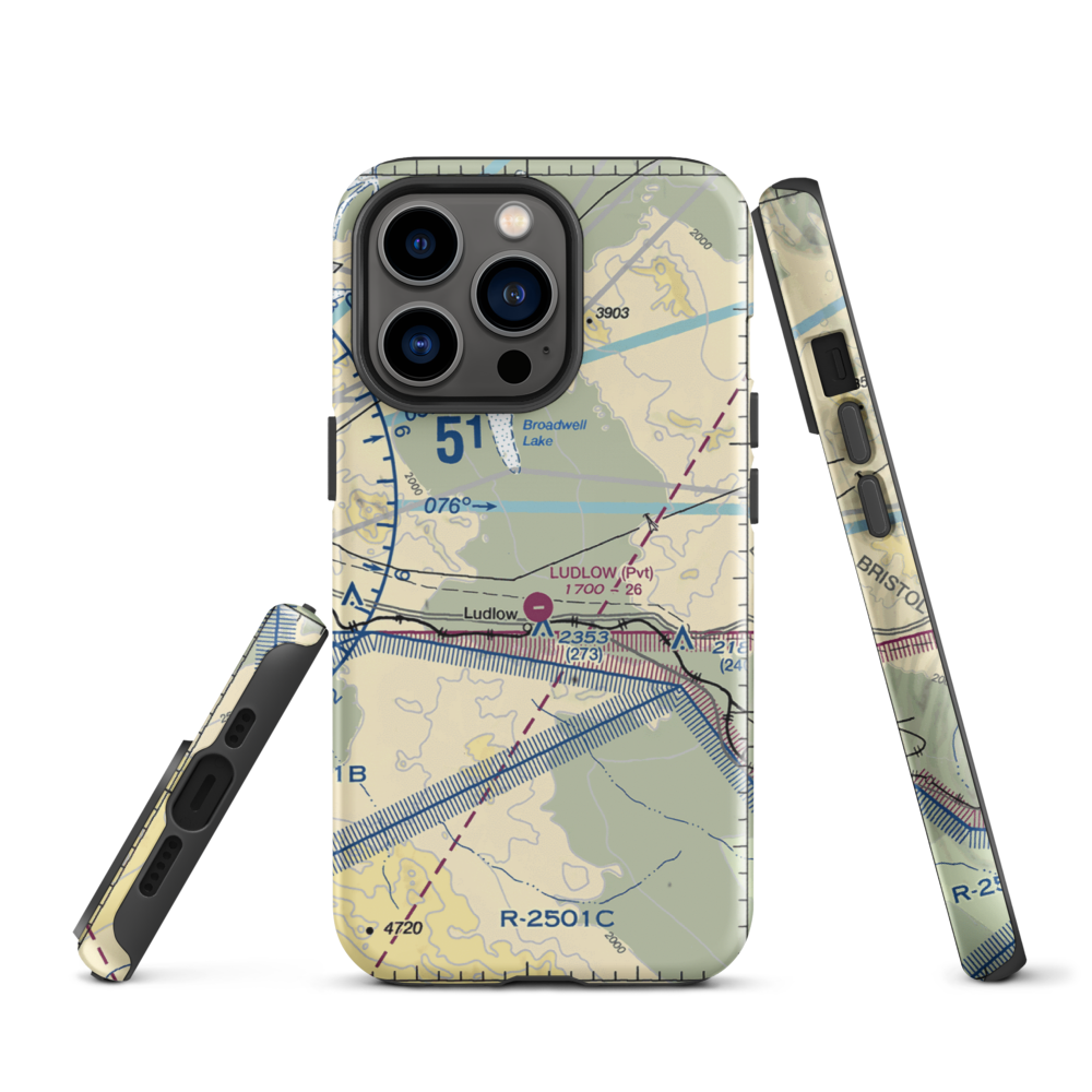Ludlow Airport (5CA4) VFR Sectional  Tough iPhone Case iPhone 13 Pro model shown