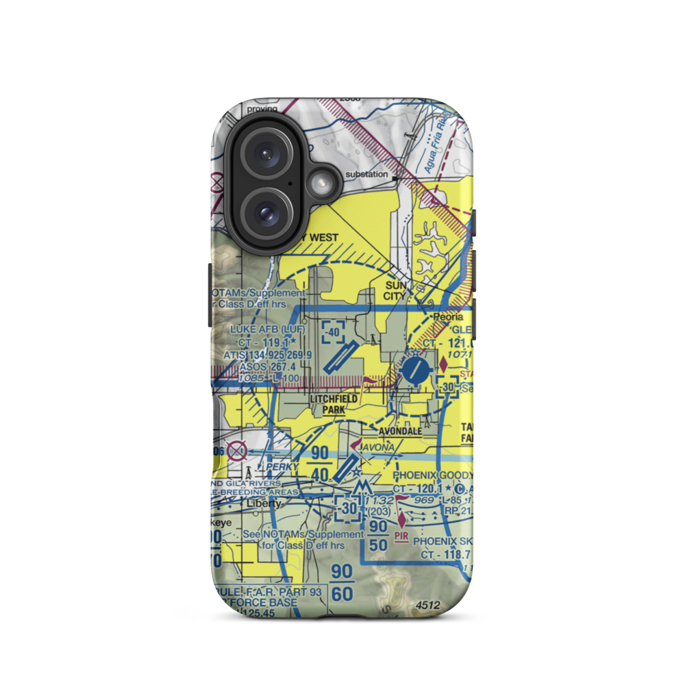 Luke Air Force Base (LUF) VFR Sectional  Tough iPhone Case iPhone 16 model shown