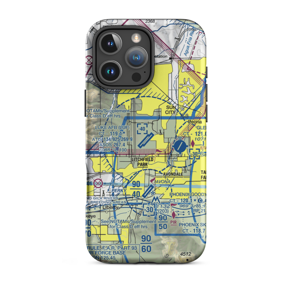 Luke Air Force Base (LUF) VFR Sectional  Tough iPhone Case iPhone 16 Pro Max model shown