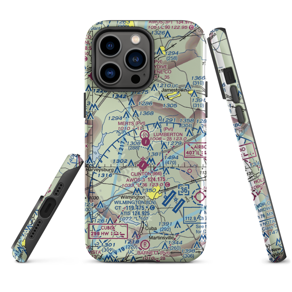 Lumberton Airport (OH77) VFR Sectional  Tough iPhone Case iPhone 14 Pro Max model shown