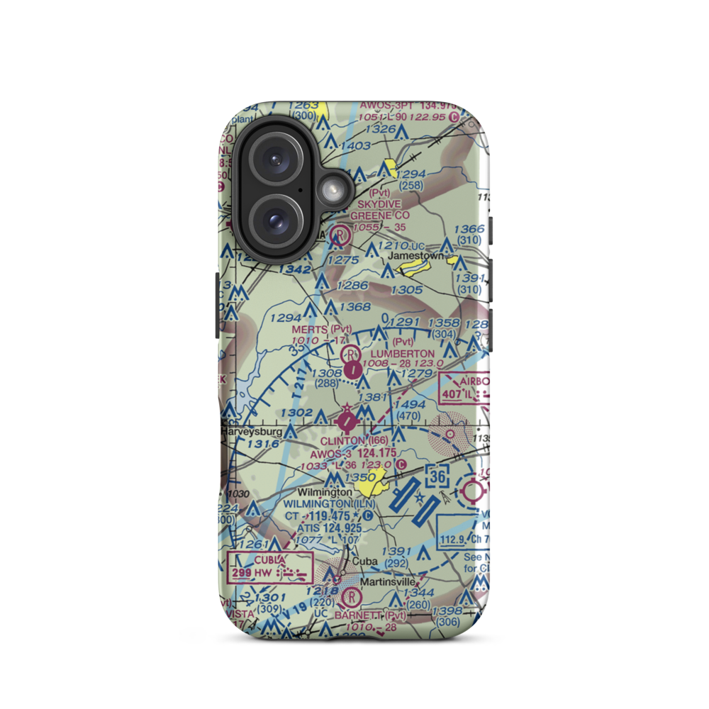 Lumberton Airport (OH77) VFR Sectional  Tough iPhone Case iPhone 16 model shown