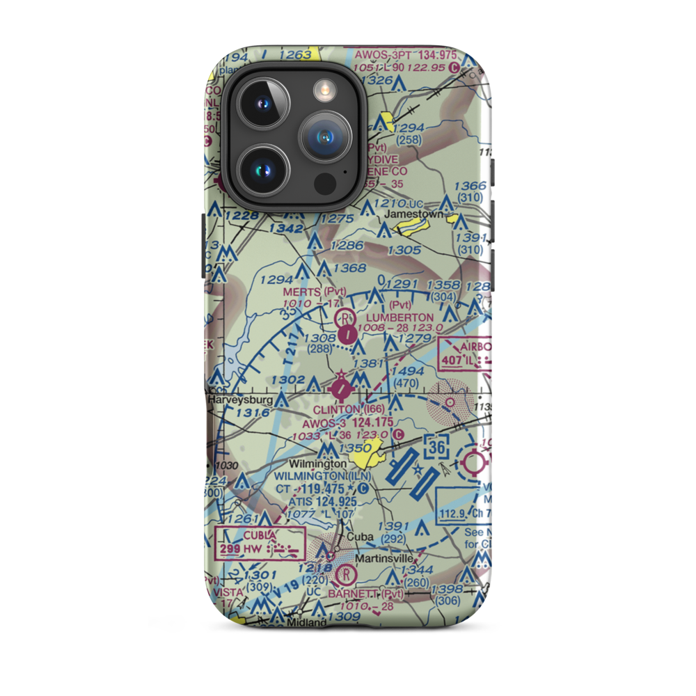 Lumberton Airport (OH77) VFR Sectional  Tough iPhone Case iPhone 16 Pro Max model shown