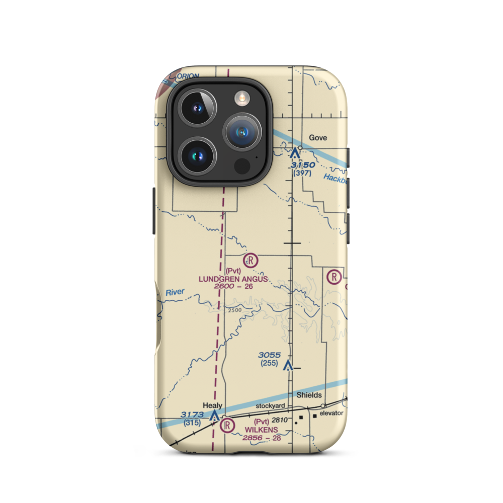 Lundgren Hereford Ranch Airport (9KS6) VFR Sectional  Tough iPhone Case iPhone 16 Pro model shown