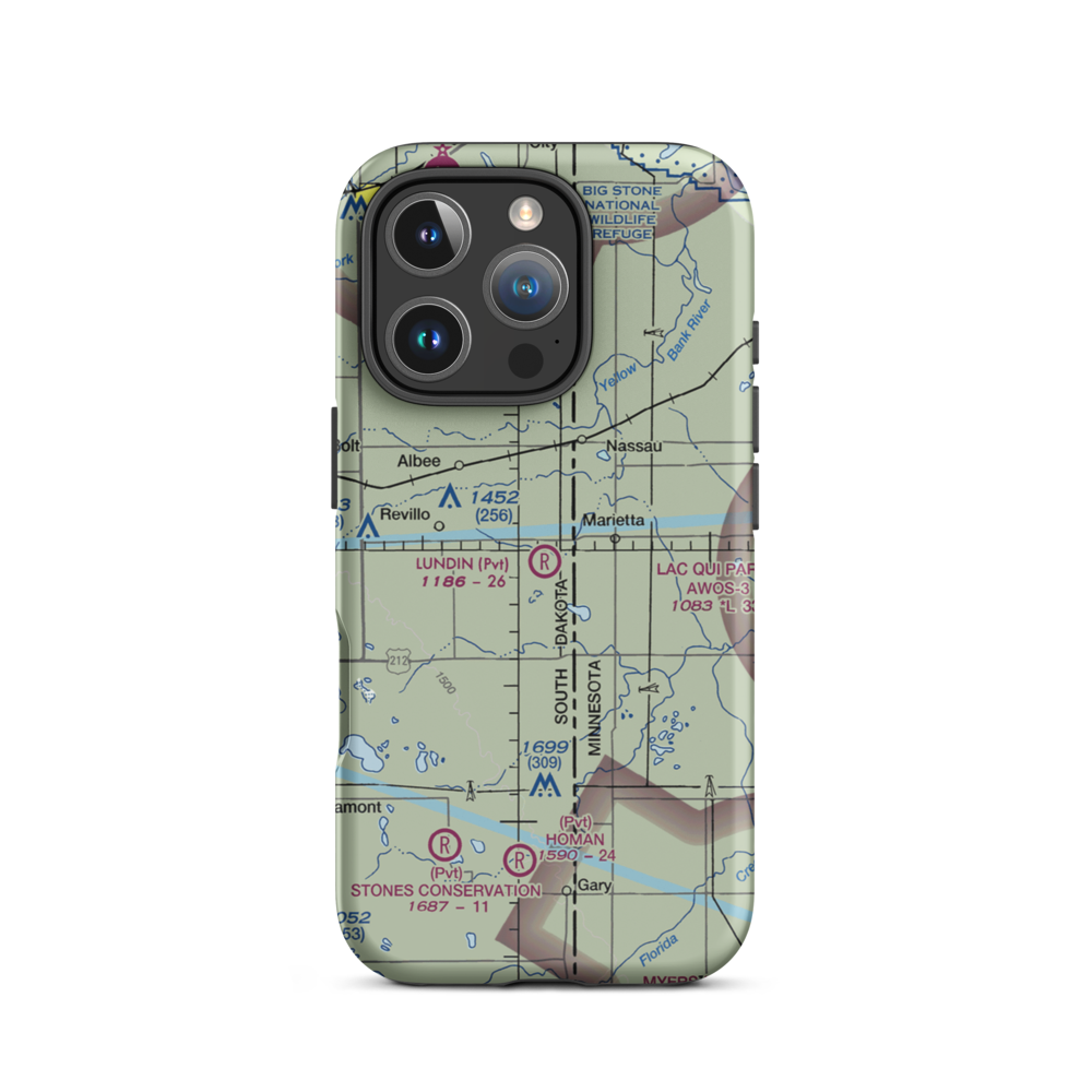 Lundin Airport (SD94) VFR Sectional  Tough iPhone Case iPhone 16 Pro model shown