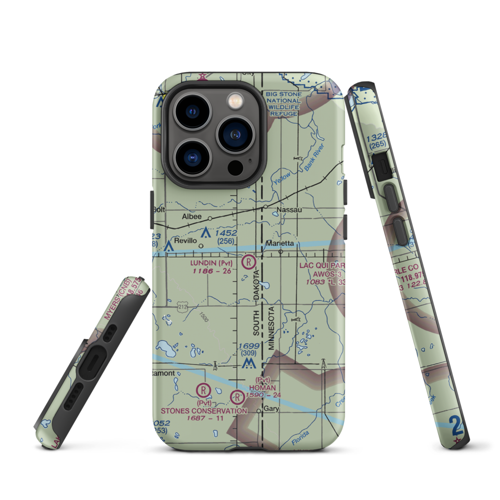 Lundin Airport (SD94) VFR Sectional  Tough iPhone Case iPhone 13 Pro model shown