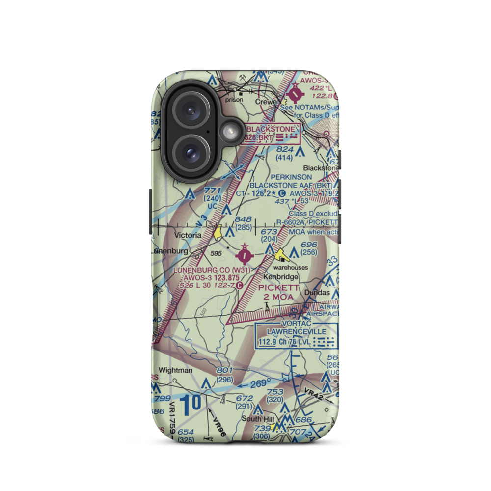 Lunenburg County Airport (W31) VFR Sectional  Tough iPhone Case iPhone 16 model shown