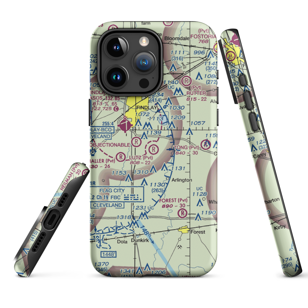 Lutz Airport (9OH7) VFR Sectional  Tough iPhone Case iPhone 15 Pro Max model shown