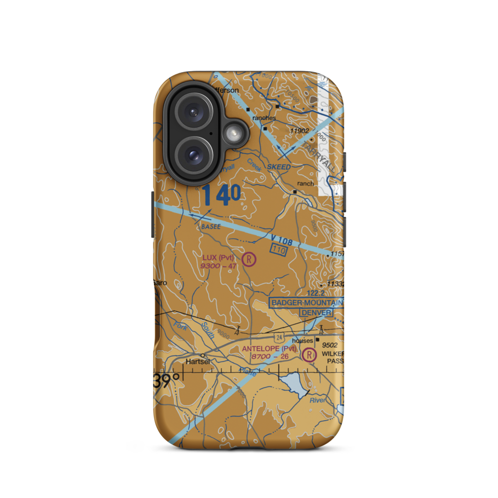 Lux Field (25CD) VFR Sectional  Tough iPhone Case iPhone 16 model shown