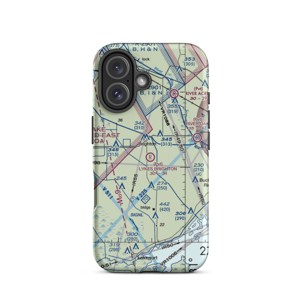 Lykes Brighton Airport (8FD5) VFR Sectional  Tough iPhone Case iPhone 16 model shown