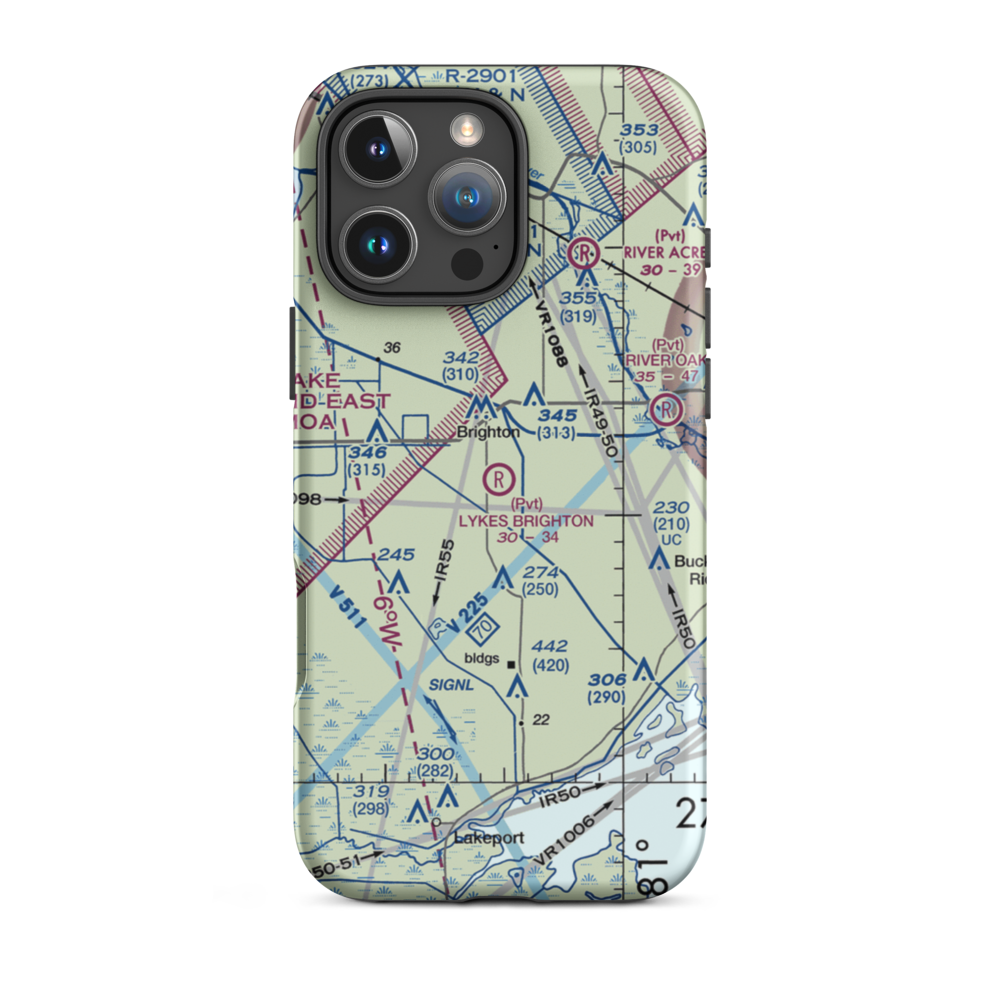 Lykes Brighton Airport (8FD5) VFR Sectional  Tough iPhone Case iPhone 16 Pro Max model shown