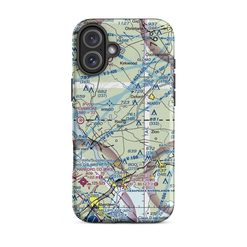 Lynch's Landing Airport (MD61) VFR Sectional  Tough iPhone Case iPhone 16 Plus model shown