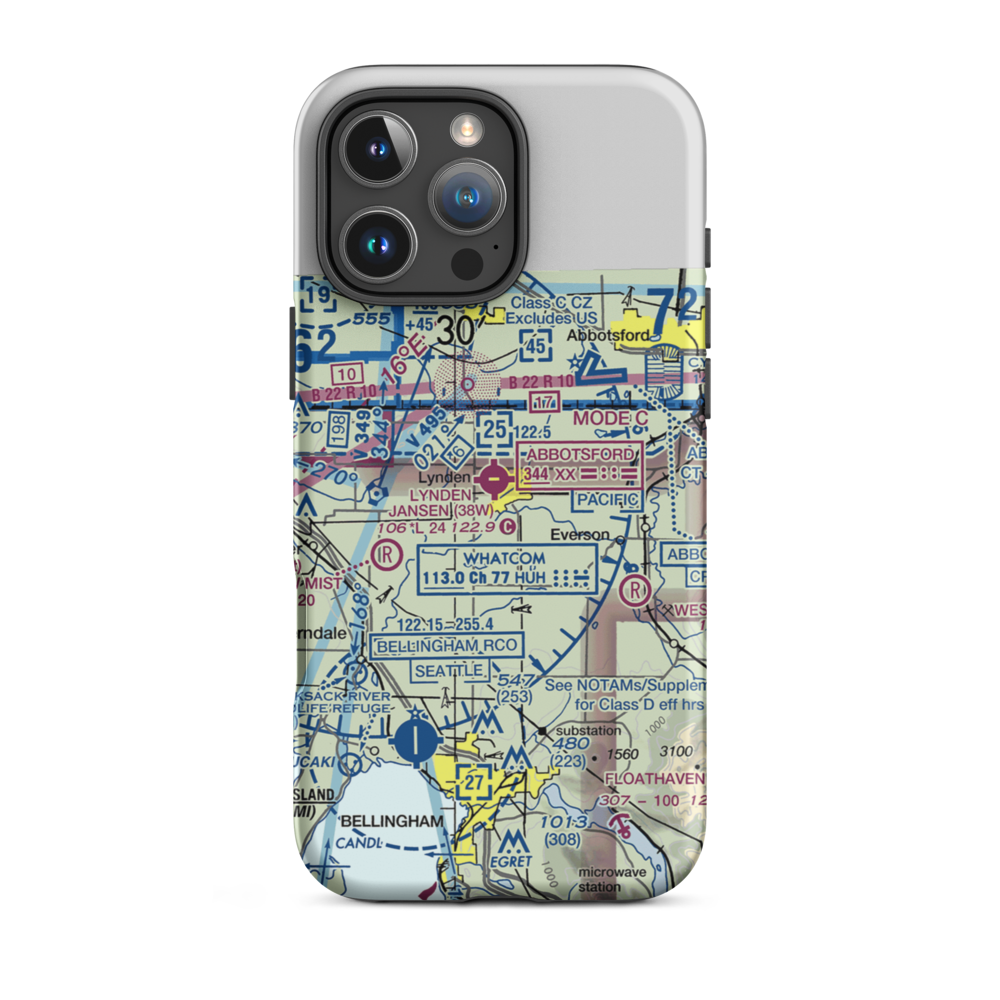 Lynden Airport (38W) VFR Sectional  Tough iPhone Case iPhone 16 Pro Max model shown