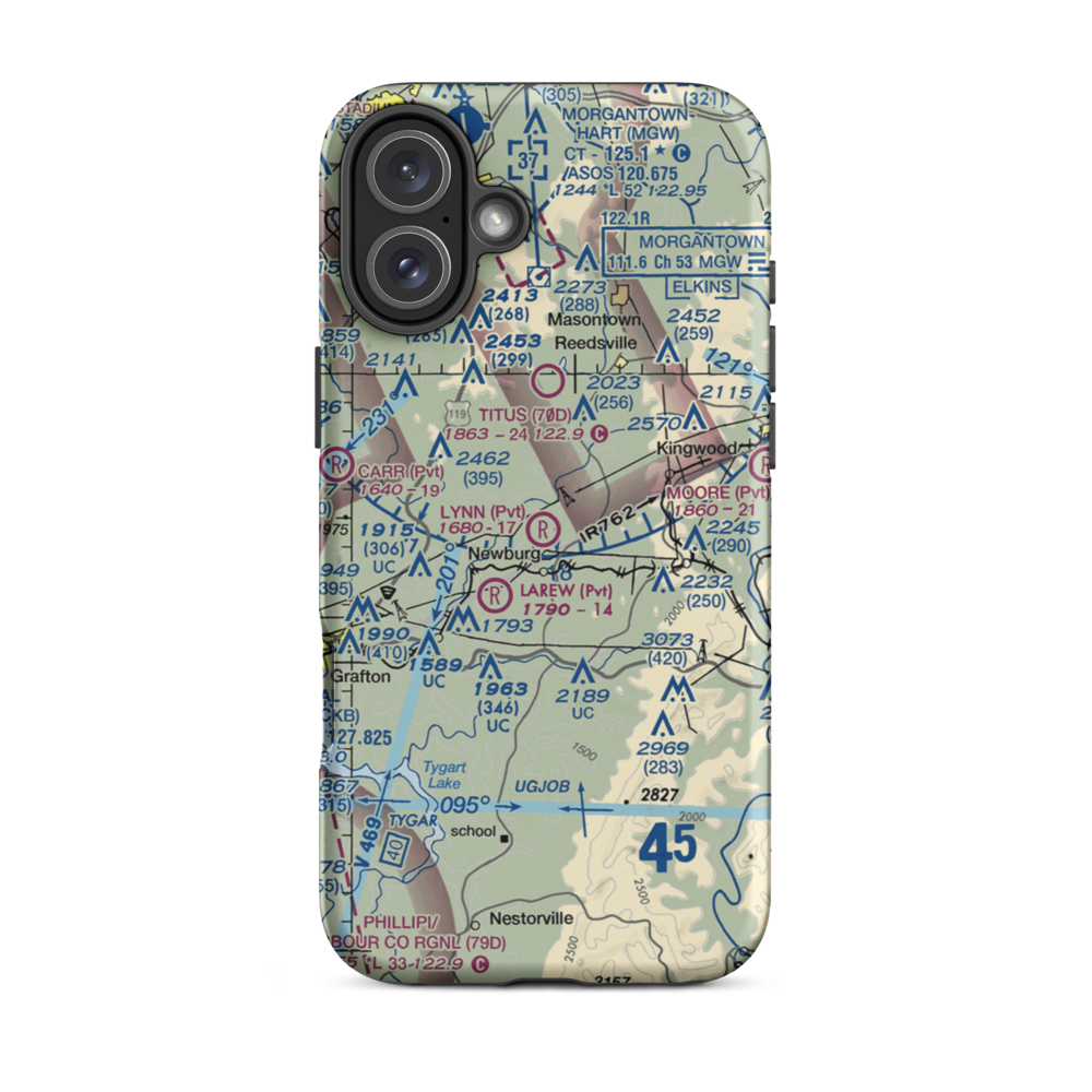 Lynn Airport (18WV) VFR Sectional  Tough iPhone Case iPhone 16 Plus model shown