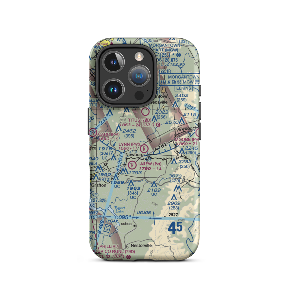 Lynn Airport (18WV) VFR Sectional  Tough iPhone Case iPhone 16 Pro model shown