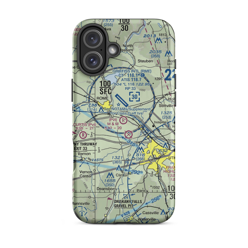 M & M Airfield (NY53) VFR Sectional  Tough iPhone Case iPhone 16 Plus model shown