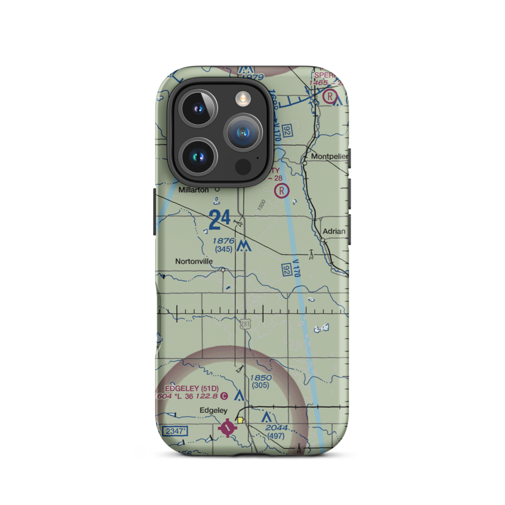 M Heart Ranch Airport (73ND) VFR Sectional  Tough iPhone Case iPhone 16 Pro model shown