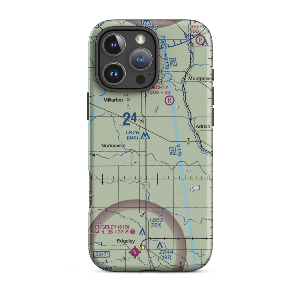 M Heart Ranch Airport (73ND) VFR Sectional  Tough iPhone Case iPhone 16 Pro Max model shown