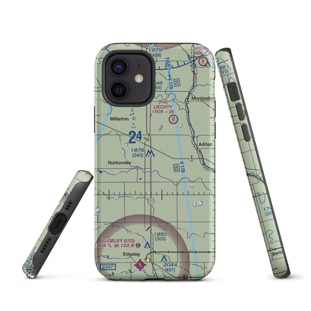 M Heart Ranch Airport (73ND) VFR Sectional  Tough iPhone Case iPhone 12 model shown