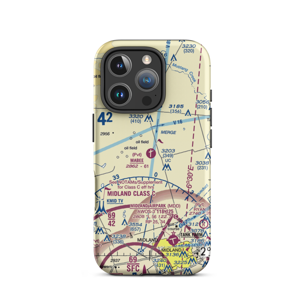 Mabee Ranch Airport (7TX5) VFR Sectional  Tough iPhone Case iPhone 16 Pro model shown