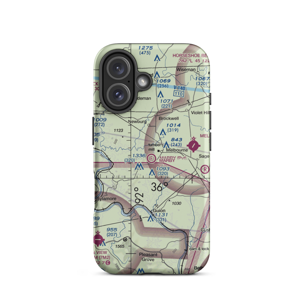 Mabry Field (47AR) VFR Sectional  Tough iPhone Case iPhone 16 model shown