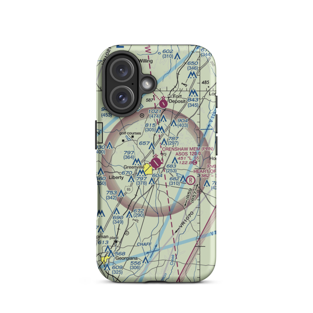 Mac Crenshaw Memorial Airport (PRN) VFR Sectional  Tough iPhone Case iPhone 16 model shown