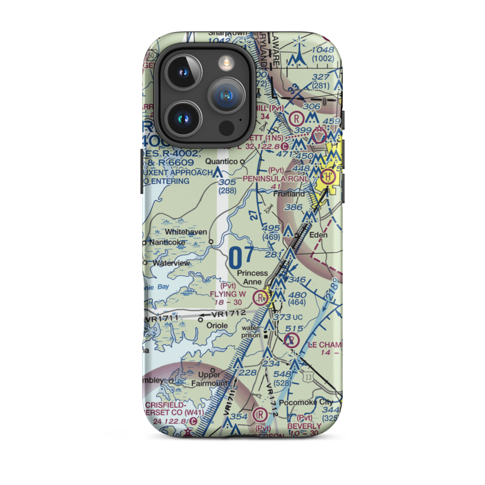 Mac Kinnis Airport (MD53) VFR Sectional  Tough iPhone Case iPhone 16 Pro Max model shown