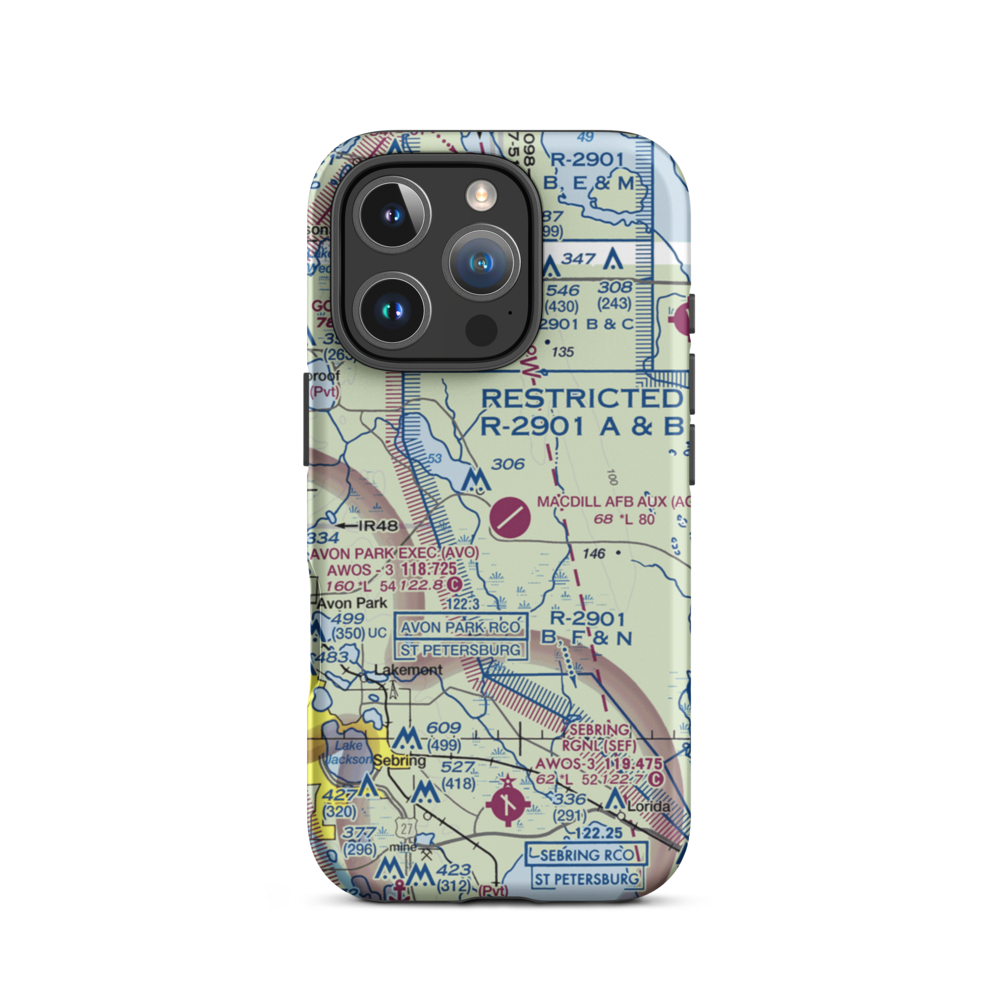 MacDill Air Force Base Auxiliary Field (AGR) VFR Sectional  Tough iPhone Case iPhone 16 Pro model shown