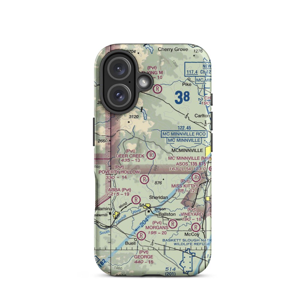 Mach-O Acres Airport (98OR) VFR Sectional  Tough iPhone Case iPhone 16 model shown