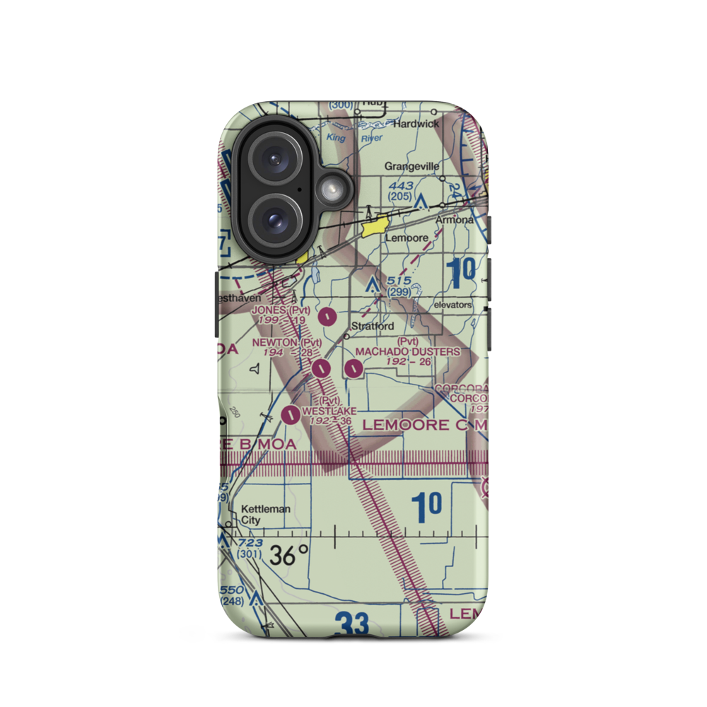 Machado Dusters Airport (CA05) VFR Sectional  Tough iPhone Case iPhone 16 model shown