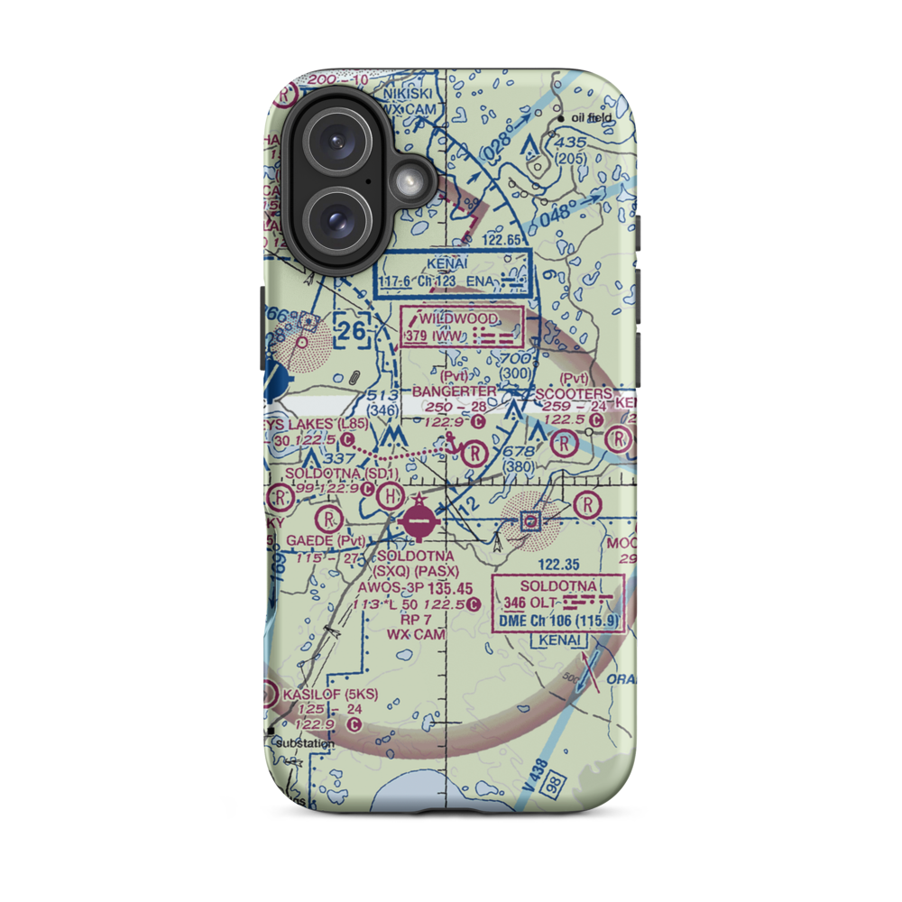 Mackeys Lakes Seaplane Base (L85) VFR Sectional  Tough iPhone Case iPhone 16 Plus model shown