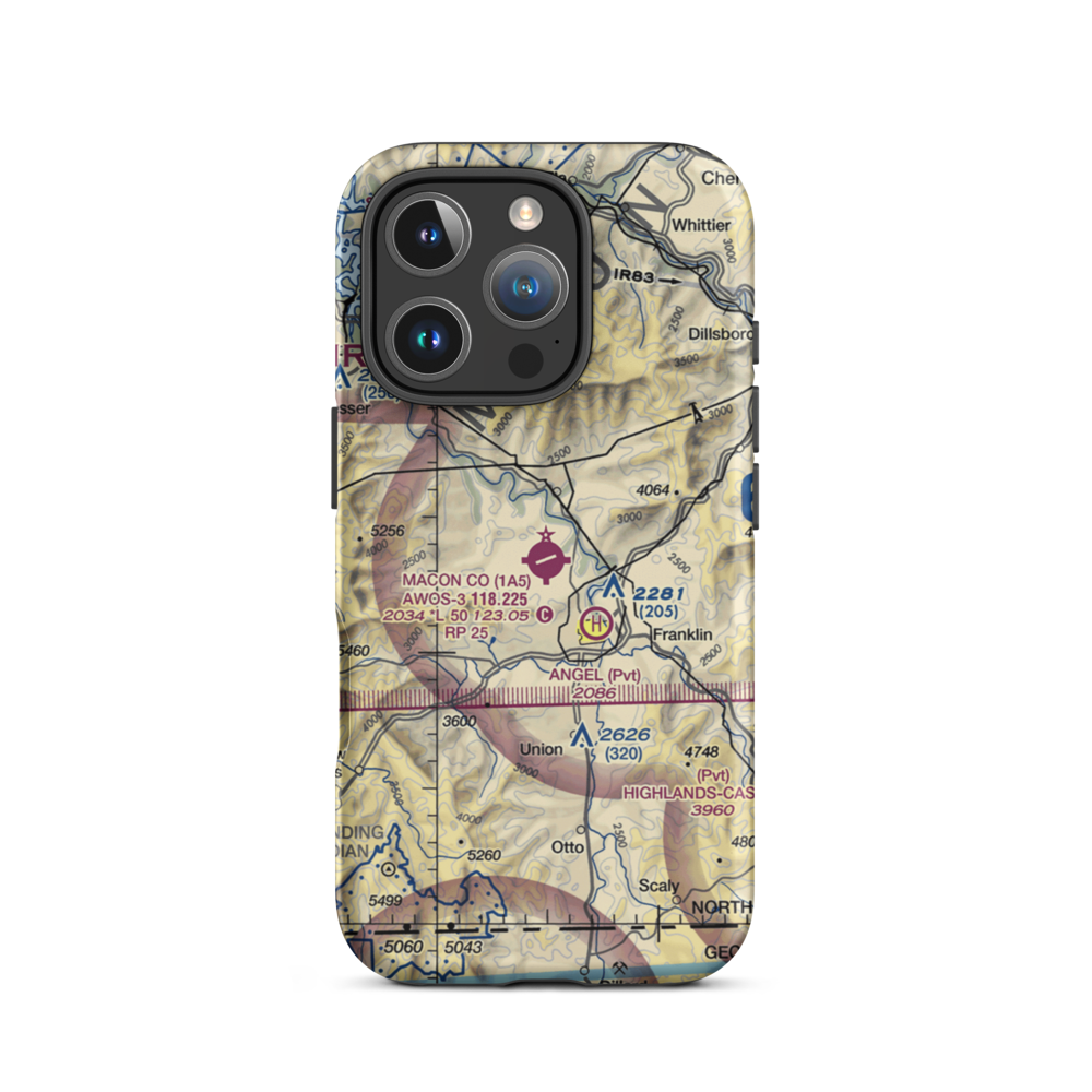 Macon County Airport (1A5) VFR Sectional  Tough iPhone Case iPhone 16 Pro model shown