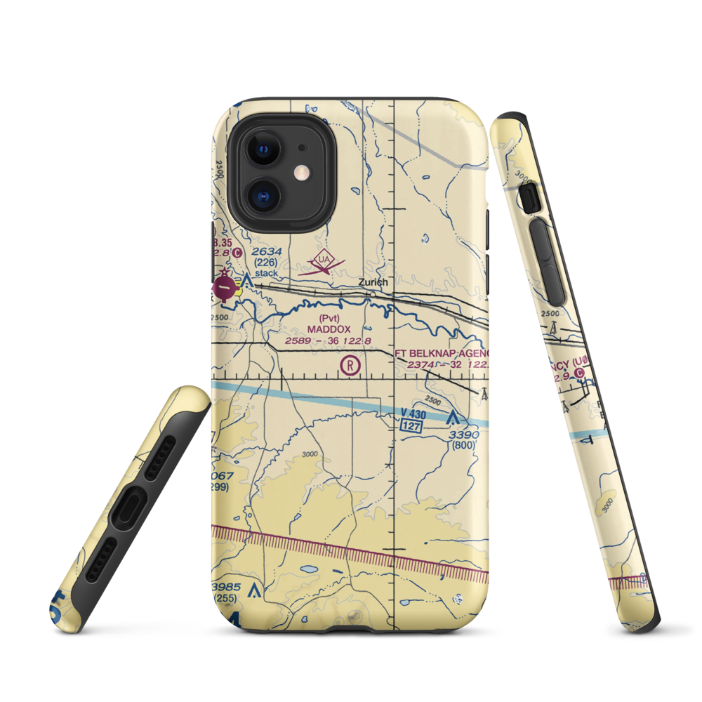 Maddox Ranch Co Airport (4U4) VFR Sectional  Tough iPhone Case iPhone 11 model shown