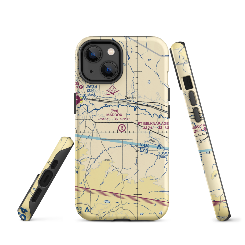 Maddox Ranch Co Airport (4U4) VFR Sectional  Tough iPhone Case iPhone 14 model shown