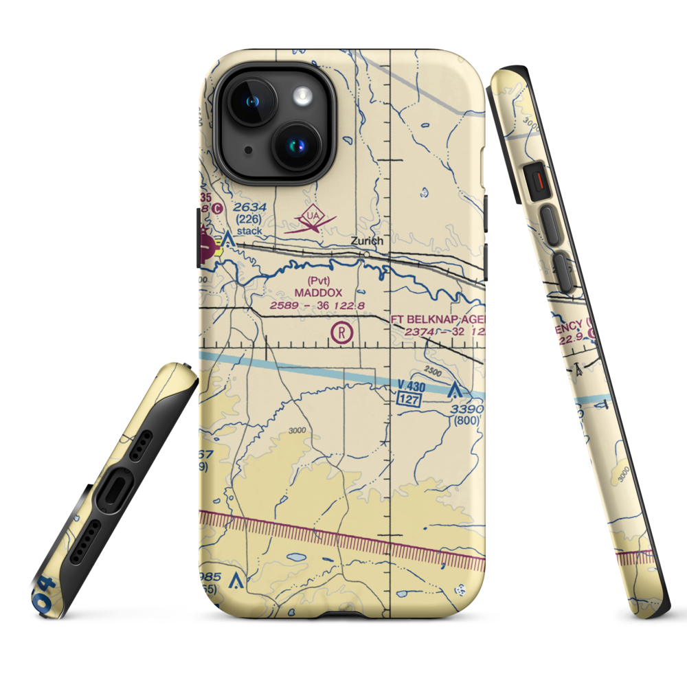 Maddox Ranch Co Airport (4U4) VFR Sectional  Tough iPhone Case iPhone 15 Plus model shown