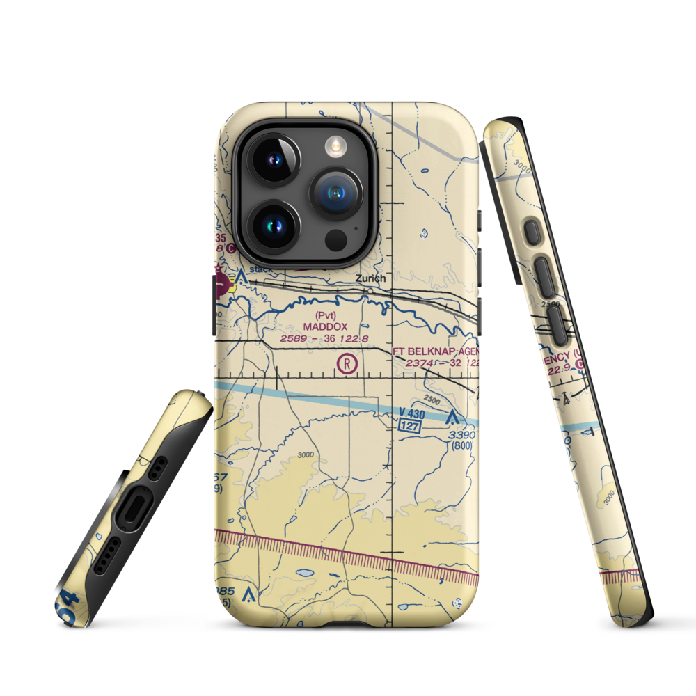 Maddox Ranch Co Airport (4U4) VFR Sectional  Tough iPhone Case iPhone 15 Pro model shown