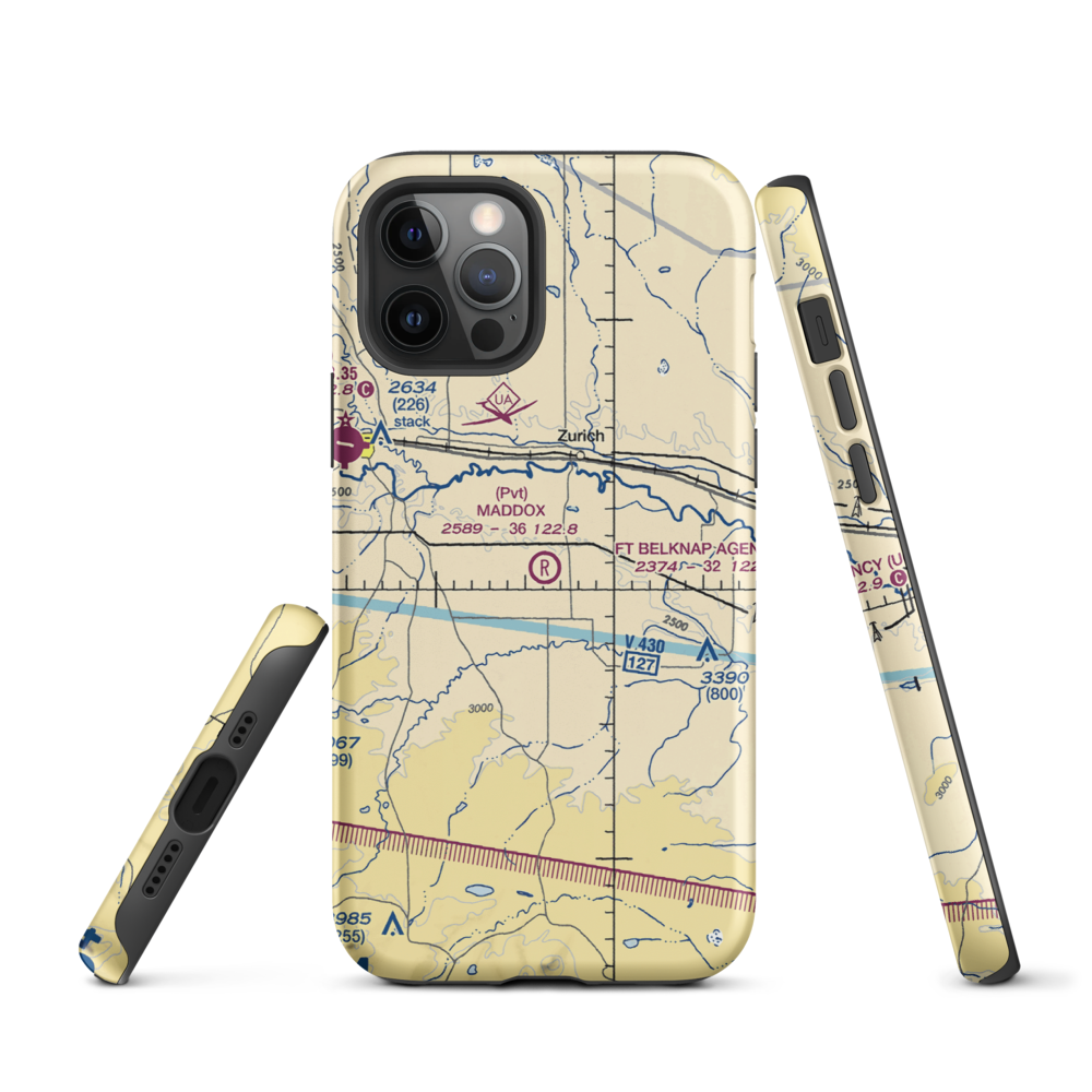 Maddox Ranch Co Airport (4U4) VFR Sectional  Tough iPhone Case iPhone 12 Pro model shown
