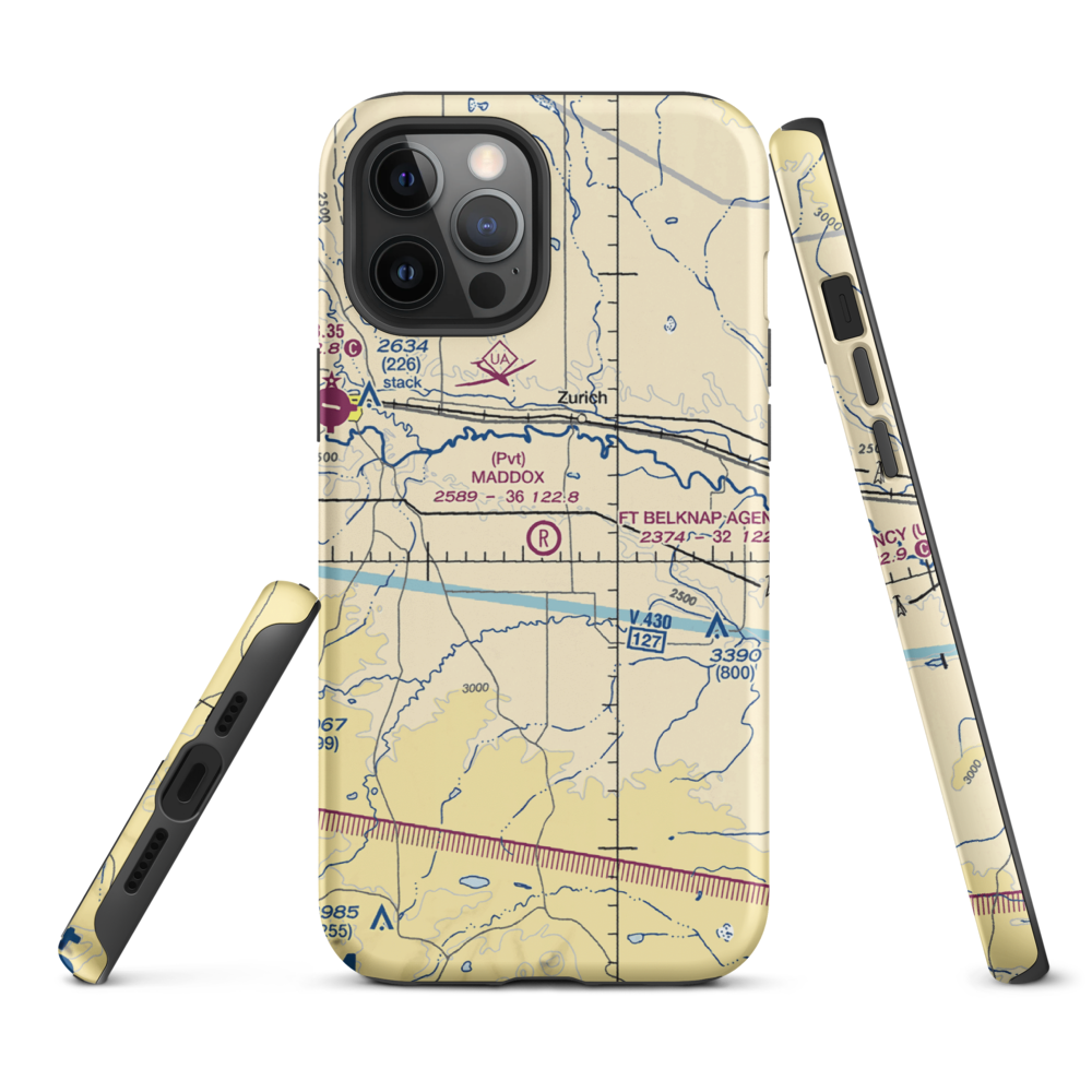 Maddox Ranch Co Airport (4U4) VFR Sectional  Tough iPhone Case iPhone 12 Pro Max model shown