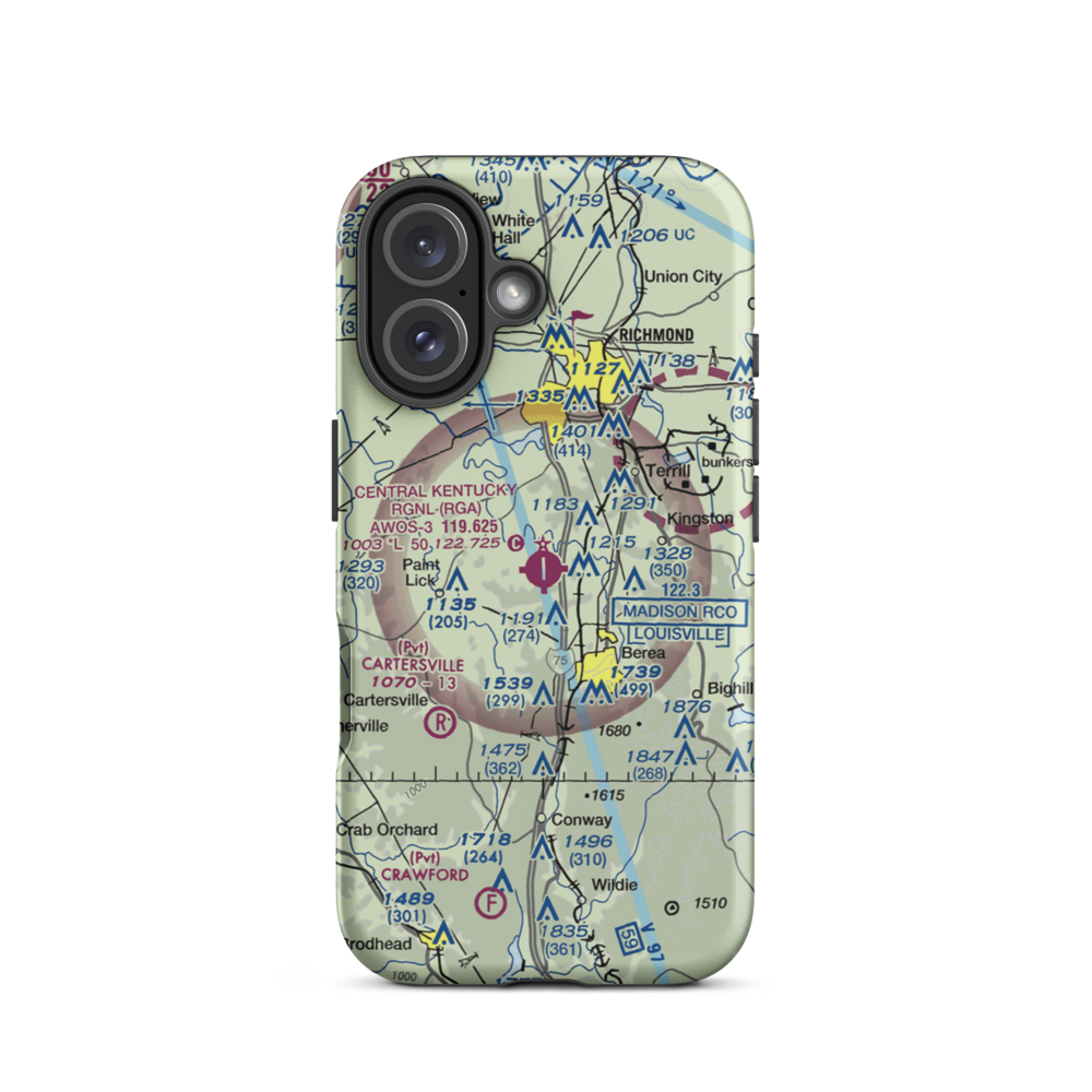 Madison Airport (I39) VFR Sectional  Tough iPhone Case iPhone 16 model shown