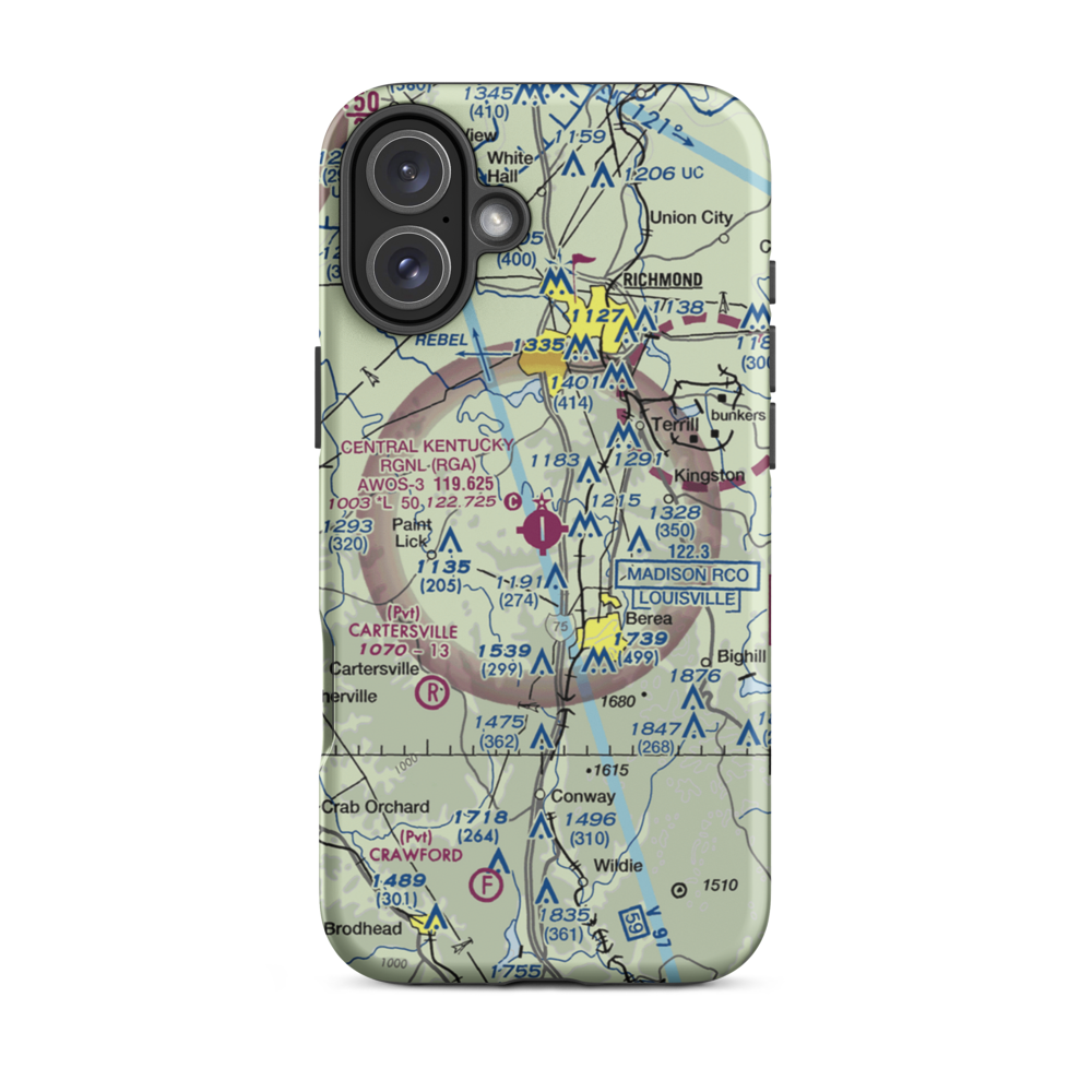 Madison Airport (I39) VFR Sectional  Tough iPhone Case iPhone 16 Plus model shown