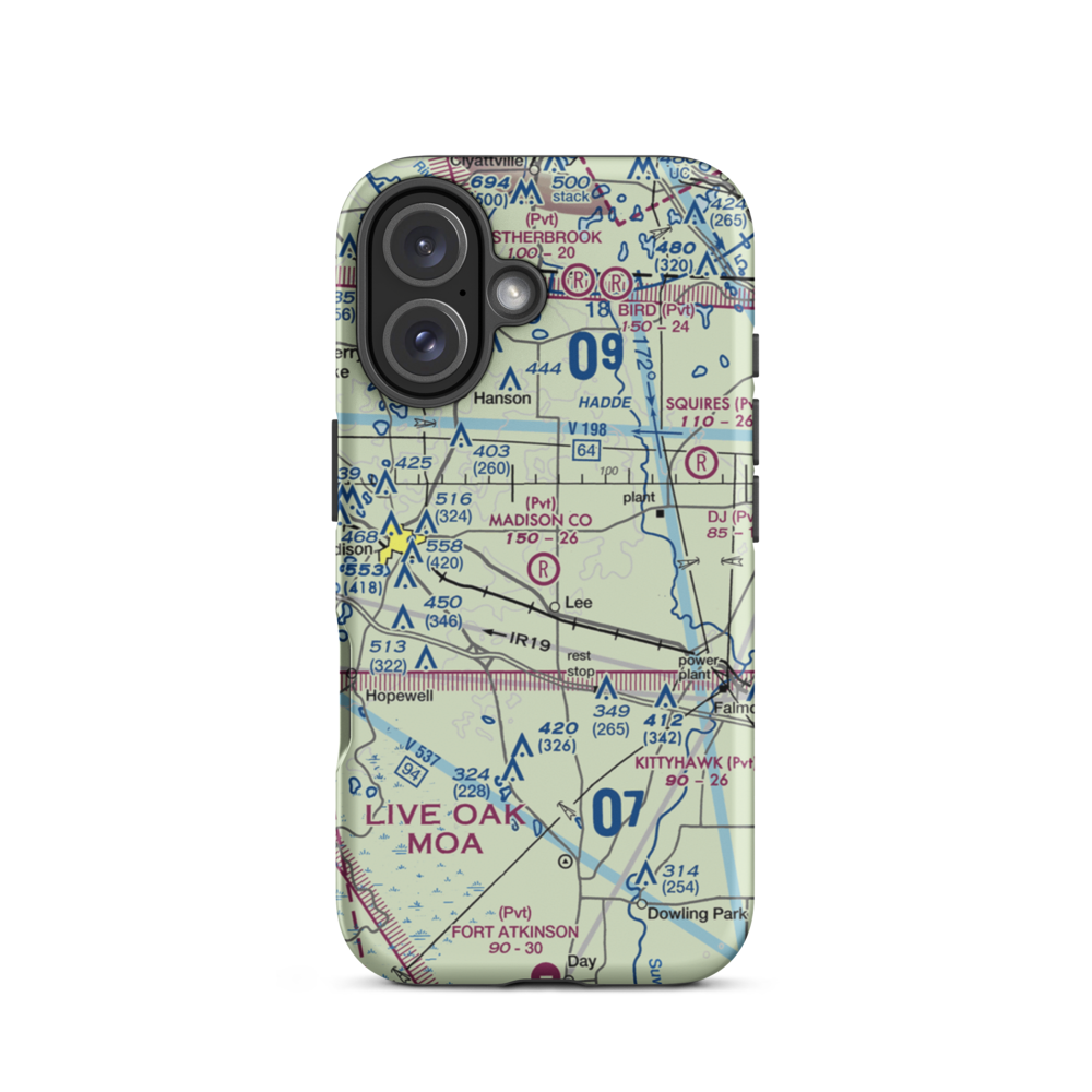 Madison County Airport (99FL) VFR Sectional  Tough iPhone Case iPhone 16 model shown