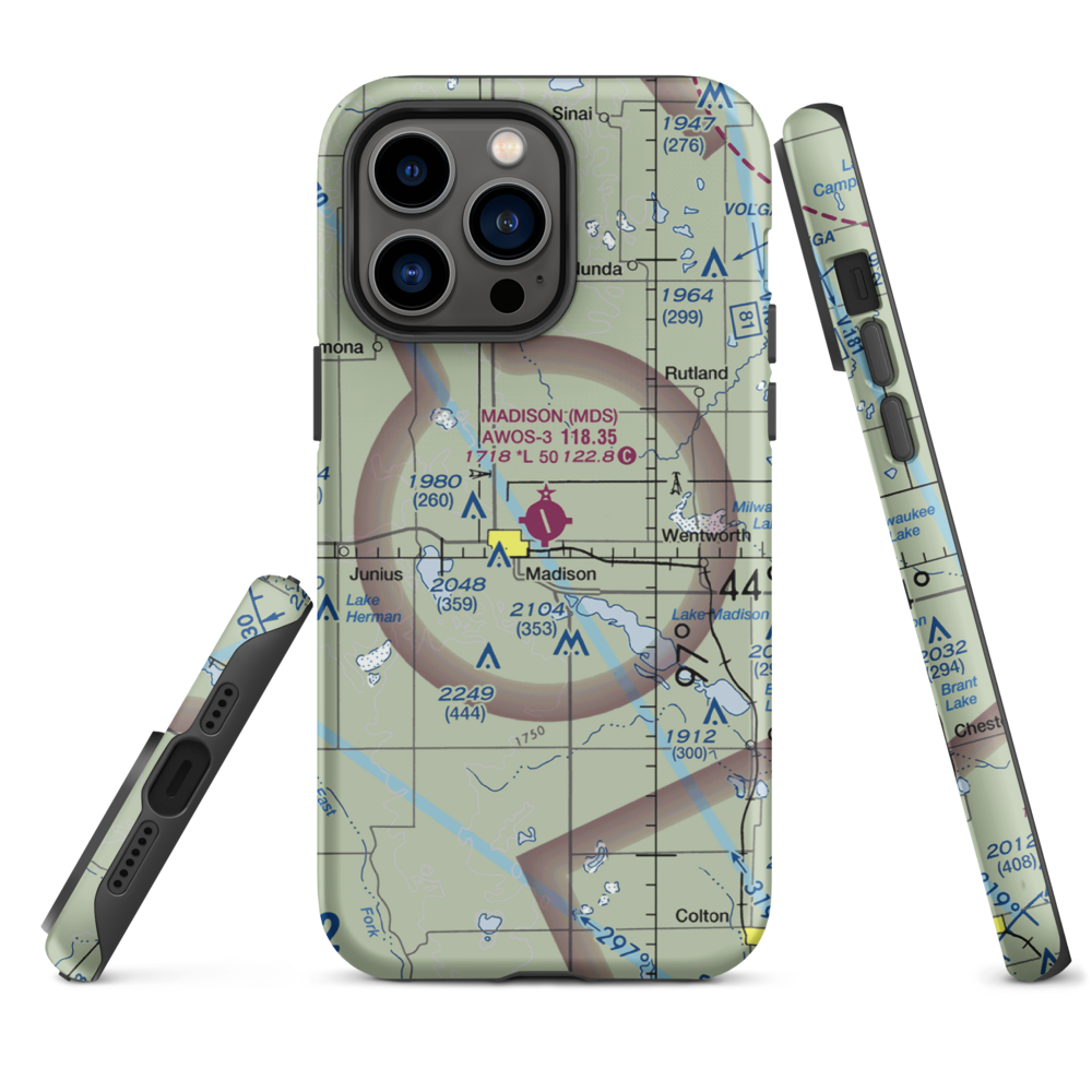 Madison Municipal Airport (MDS) VFR Sectional  Tough iPhone Case iPhone 14 Pro Max model shown