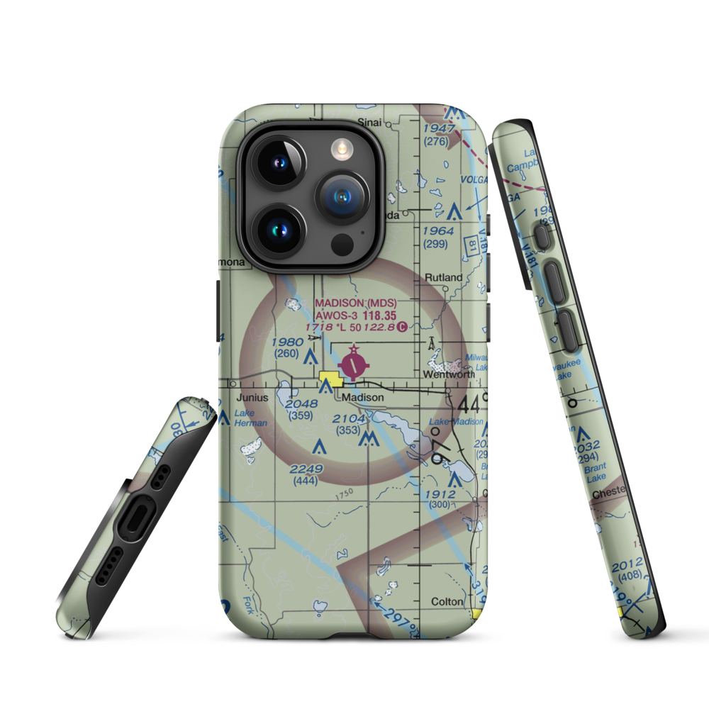 Madison Municipal Airport (MDS) VFR Sectional  Tough iPhone Case iPhone 15 Pro model shown