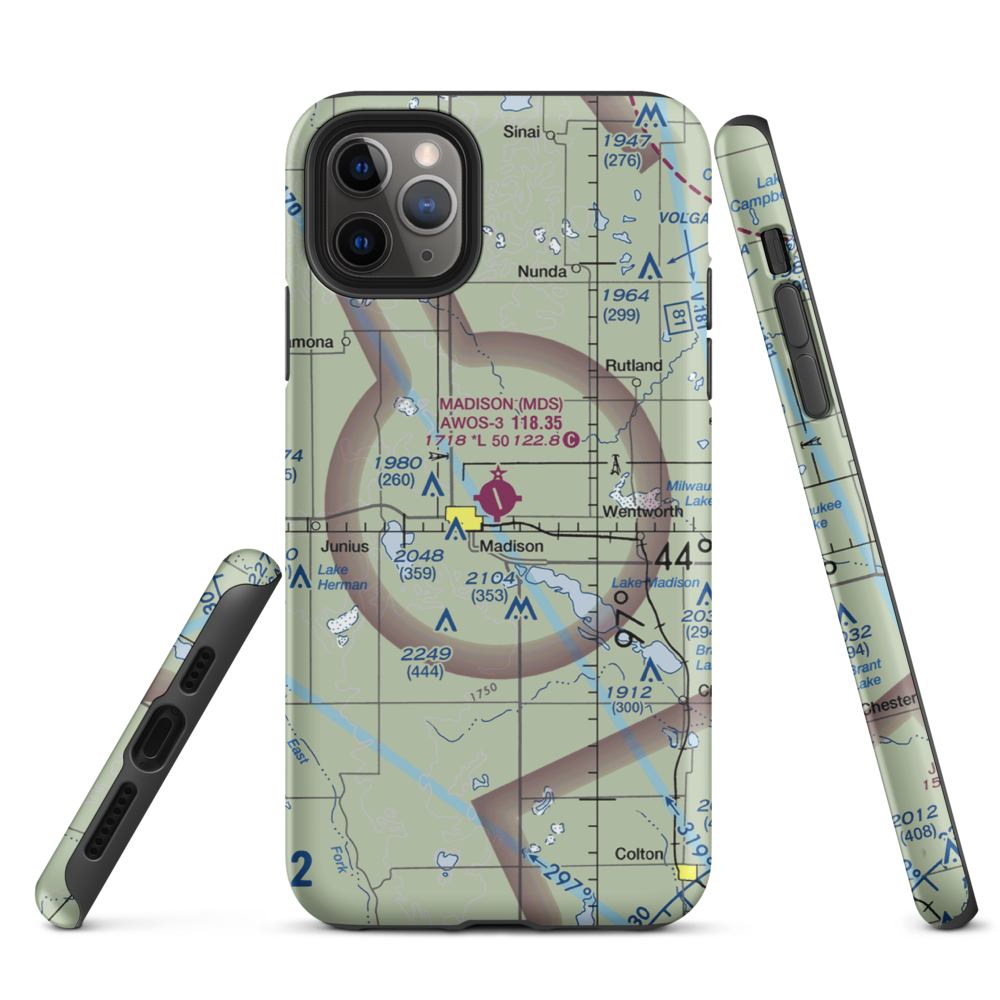 Madison Municipal Airport (MDS) VFR Sectional  Tough iPhone Case iPhone 11 Pro Max model shown