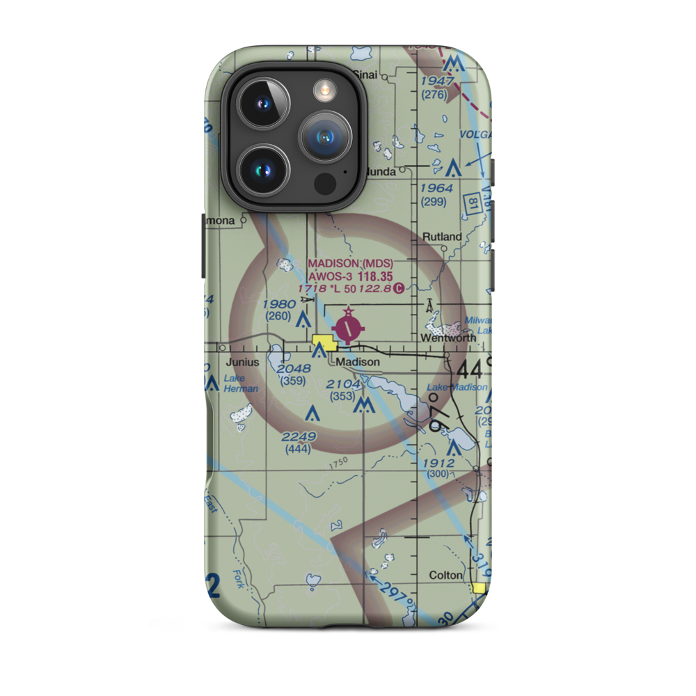 Madison Municipal Airport (MDS) VFR Sectional  Tough iPhone Case iPhone 16 Pro Max model shown